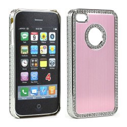 iPhone 4 4S  Alumnium Diamond Chrome Case (Pink)